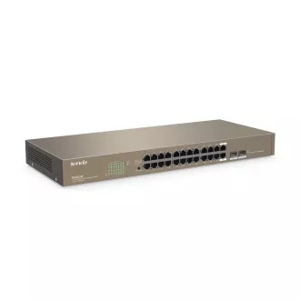 Tenda TEG1024F - 22-port Gigabit Ethernet Switch + 2x Combo SFP/RJ45, 10/100/1000 Mbps, Fanless, Rackmount, Kov - Unverpackt