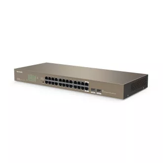 Tenda TEG1024F - 22-port Gigabit Ethernet Switch + 2x Combo SFP/RJ45, 10/100/1000 Mbps, Fanless, Rackmount, Kov - Unverpackt