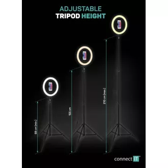 CONNECT IT Selfie12Ring rund 12" LED-Licht + Stativ 2, 1 m