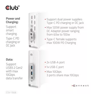 Club3D Dockingstation USB-C 12v1, 1xDP, 2xHDMI, 1xVGA, 2xUSB-C, 4xUSB, 1xRJ45, 1x3.5mm, grau