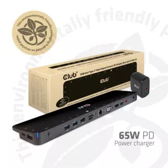 Club3D Dockingstation USB-C 14v1, 1xDP, 1xHDMI, 1xVGA, 2xUSB-C, 5xUSB, SD-Kartenleser, schwarz