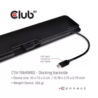 Club3D Dockingstation USB-C 14v1, 1xDP, 1xHDMI, 1xVGA, 2xUSB-C, 5xUSB, SD-Kartenleser, schwarz