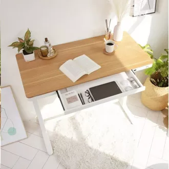 Delso WORKSTATION Elektrisch höhenverstellbarer Tisch eiche / weiß