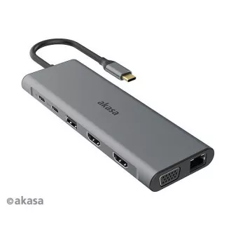AKASA Dockingstation USB-C 14in1, USB-C (Strom + Daten), USB 2.0, 2xHDMI, VGA, RJ45, USB 3.2, Kartenleser, 3,5mm Klinke AKASA Dockingstation USB-C 14in1, USB-C (Strom + Daten), USB 2.0, 2xHDMI, VGA, RJ45, USB 3.2, Kartenleser, 3,5mm Klinke