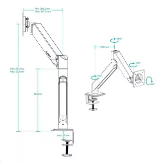 ARCTIC Monitorhalter X1-3D, Stahl, mattschwarz ARCTIC Monitorhalter X1-3D, Stahl, mattschwarz