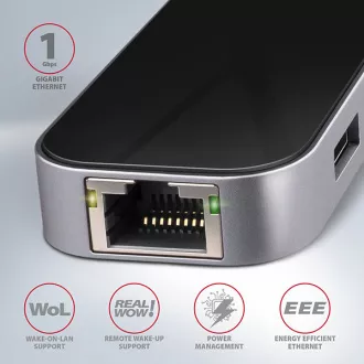 AXAGON HMC-6GL, USB 3.2 Gen 1 Hub, Anschlüsse 3x USB-A, HDMI, RJ-45 GLAN, PD 60W, Kabel USB-C 20cm AXAGON HMC-6GL, USB 3.2 Gen 1 Hub, Anschlüsse 3x USB-A, HDMI, RJ-45 GLAN, PD 60W, Kabel USB-C 20cm