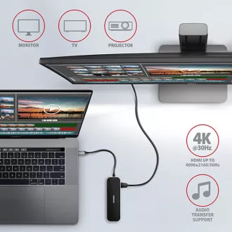 AXAGON HMC-6GL, USB 3.2 Gen 1 Hub, Anschlüsse 3x USB-A, HDMI, RJ-45 GLAN, PD 60W, Kabel USB-C 20cm AXAGON HMC-6GL, USB 3.2 Gen 1 Hub, Anschlüsse 3x USB-A, HDMI, RJ-45 GLAN, PD 60W, Kabel USB-C 20cm
