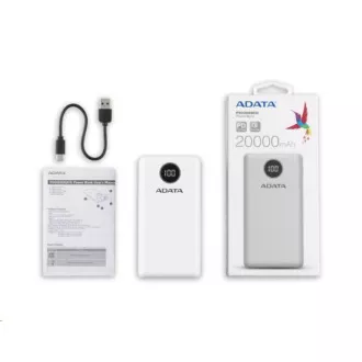 ADATA PowerBank P20000QCD - externer Akku für Handy / Tablet 20000mAh, 2, 1A, weiß ADATA PowerBank P20000QCD - externer Akku für Handy / Tablet 20000mAh, 2, 1A, weiß