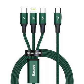 Baseus Rapid Series Lade-/Datenkabel 3in1 Typ-C/ (Micro USB   Lightning PD 20W   USB-C) 1.5m grün