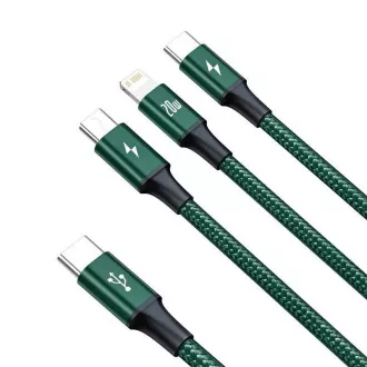 Baseus Rapid Series Lade-/Datenkabel 3in1 Typ-C/ (Micro USB   Lightning PD 20W   USB-C) 1.5m grün
