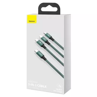 Baseus Rapid Series Lade-/Datenkabel 3in1 Typ-C/ (Micro USB   Lightning PD 20W   USB-C) 1.5m grün