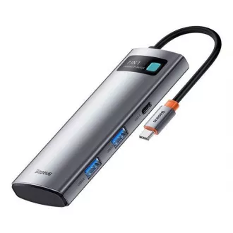 Baseus Metal Gleam Series 7in1 HUB Typ-C (USB-C PD 100W, USB-C, 2* USB 3.0, HDMI, SD TF Anschluss) grau