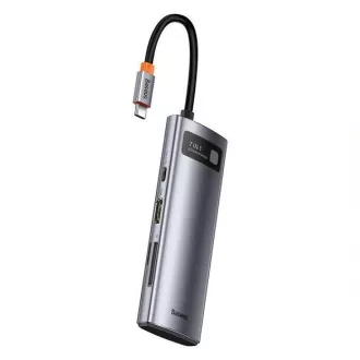 Baseus Metal Gleam Series 7in1 HUB Typ-C (USB-C PD 100W, USB-C, 2* USB 3.0, HDMI, SD TF Anschluss) grau