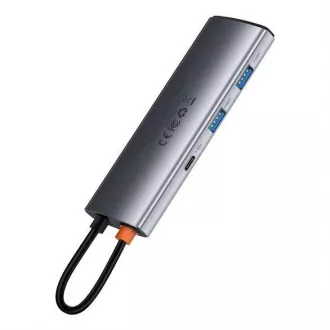 Baseus Metal Gleam Series 7in1 HUB Typ-C (USB-C PD 100W, USB-C, 2* USB 3.0, HDMI, SD TF Anschluss) grau