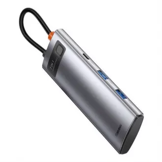 Baseus Metal Gleam Series 7in1 HUB Typ-C (USB-C PD 100W, USB-C, 2* USB 3.0, HDMI, SD TF Anschluss) grau