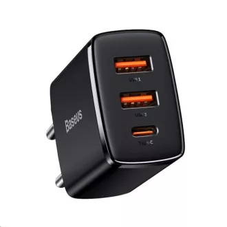 Baseus Compact Schnellladeadapter 2x USB-A, 1x Typ-C 30W schwarz Baseus Compact Schnellladeadapter 2x USB-A, 1x Typ-C 30W schwarz