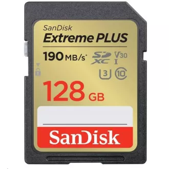 SanDisk SDXC-Karte 128GB Extreme PLUS (190 MB/s Klasse 10, UHS-I U3 V30)