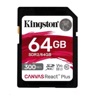 Kingston 64GB Canvas React Plus SDHC UHS-II 300R/260W U3 V90 für Full HD/4K/8K