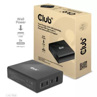 Club3D Reise-Ladegerät 132W GAN-Technologie, 4xUSB-A und USB-C, PD 3.0 Unterstützung Club3D Reise-Ladegerät 132W GAN-Technologie, 4xUSB-A und USB-C, PD 3.0 Unterstützung