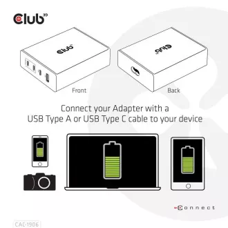 Club3D Reise-Ladegerät 132W GAN-Technologie, 4xUSB-A und USB-C, PD 3.0 Unterstützung Club3D Reise-Ladegerät 132W GAN-Technologie, 4xUSB-A und USB-C, PD 3.0 Unterstützung