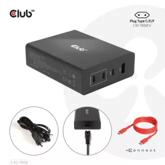 Club3D Reise-Ladegerät 132W GAN-Technologie, 4xUSB-A und USB-C, PD 3.0 Unterstützung Club3D Reise-Ladegerät 132W GAN-Technologie, 4xUSB-A und USB-C, PD 3.0 Unterstützung