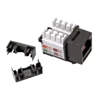 Keystone LEXI-Net Cat5E, UTP, Doppelanschlussblock, schwarz mit Kabelschuhen