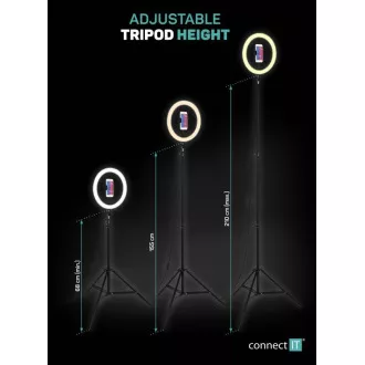 CONNECT IT Selfie12Ring kreisförmige 12" LED-Leuchte Stativ 2, 1 m CONNECT IT Selfie12Ring kreisförmige 12" LED-Leuchte Stativ 2, 1 m