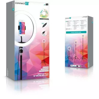 CONNECT IT Selfie12Ring kreisförmige 12" LED-Leuchte Stativ 2, 1 m CONNECT IT Selfie12Ring kreisförmige 12" LED-Leuchte Stativ 2, 1 m