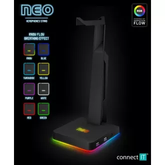 CONNECT IT NEO Stand-It RGB Kopfhörerständer   USB-Hub, schwarz