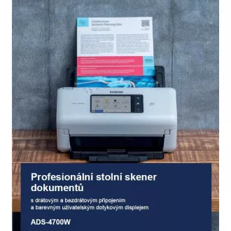 BROTHER Scanner ADS-4700W DUALSKEN A4 40pppm/80dual 600x600 60ADF USB LAN WIFI - Display 10.5cm