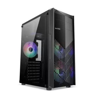 1stCOOL Gehäuse MONSTER, Middle-Tower, AU, USB 3.0, ohne Netzteil, sRGB-Lüfter, transparentes Seitenteil, schwarz