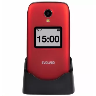 EVOLVEO EasyPhone FP, 2,8"-Klapphandy für Senioren mit Ladestation, rot