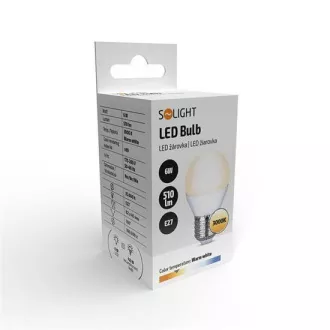Solight LED-Glühbirne, Miniglobe, 6W, E27, 3000K, 510lm