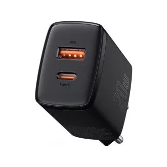 Baseus Kompakt-Schnellladeadapter USB-A Typ-C 20W EU, Schwarz Baseus Kompakt-Schnellladeadapter USB-A Typ-C 20W EU, Schwarz