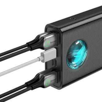 Baseus Amblight Powerbank mit Digitalanzeige QC 30000mAh Overseas Edition   Typ-C/Typ-C Kabel 100W 1m, schwarz