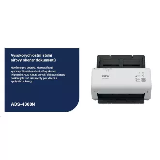 BROTHER Scanner ADS-4300N DUALSKEN A4 40ppm/80dual 600x600 60ADF USB LAN