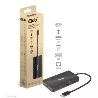 Club3D Dockingstation USB-C 7v1, 2xDP, 2xUSB-C, 2xUSB, 1xRJ45, schwarz