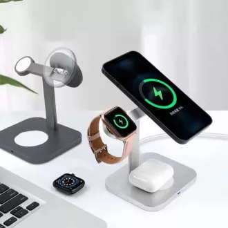 COTEetCI MagSafe 3in1 AirPods/iPhone/Apple Watch Ständer und Ladestation WS-36, silber COTEetCI MagSafe 3in1 AirPods/iPhone/Apple Watch Ständer und Ladestation WS-36, silber