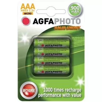 AgfaPhoto wiederaufladbare NiMH-Batterien AAA, 900mAh, Blister 4 Stk.