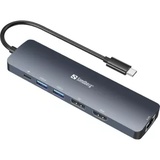 Sandberg Docking Station, USB-C, 8 verschiedene Anschlüsse, 8K Unterstützung, PD 100 W