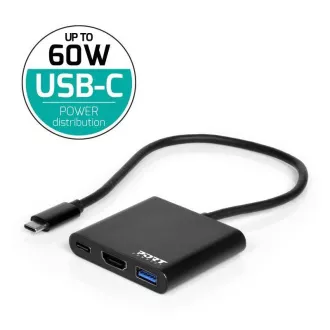 PORT HUB USB-C, HDMI 1X 4K   USB-A   USB-C, schwarz