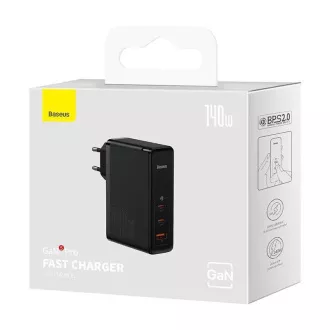 Baseus GaN5 Pro Schnellladeadapter 2x USB-C   USB-A 140W schwarz