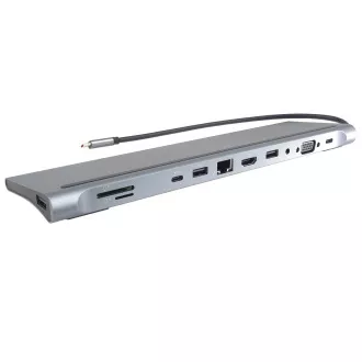 PREMIUMCORD Dockingstation USB-C 10in1, 1xHDMI, 1xVGA, 2xUSB-C, 3xUSB, 1xRJ45, SD-Kartenleser, grau PREMIUMCORD Dockingstation USB-C 10in1, 1xHDMI, 1xVGA, 2xUSB-C, 3xUSB, 1xRJ45, SD-Kartenleser, grau