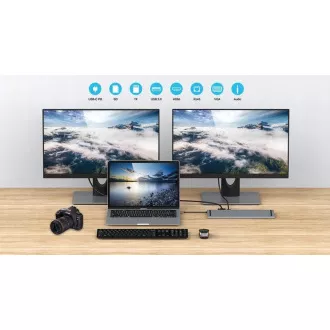 PREMIUMCORD Dockingstation USB-C 10in1, 1xHDMI, 1xVGA, 2xUSB-C, 3xUSB, 1xRJ45, SD-Kartenleser, grau PREMIUMCORD Dockingstation USB-C 10in1, 1xHDMI, 1xVGA, 2xUSB-C, 3xUSB, 1xRJ45, SD-Kartenleser, grau