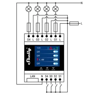 Shelly Pro 4PM, 4x DIN-Schienen-Schaltmodul, WiFi Shelly Pro 4PM, 4x DIN-Schienen-Schaltmodul, WiFi