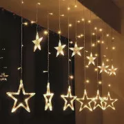 Solight LED-Weihnachtsanhänger für den Außenbereich, Sterne, 3m breit, 123LED, IP44, 3xAA, warmweiß