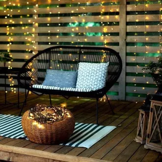 Solight LED-Weihnachtskette für den Außenbereich, 100 LEDs, 10m, 3m Zuleitung, 8 Funktionen, Timer, IP44, warmweiß