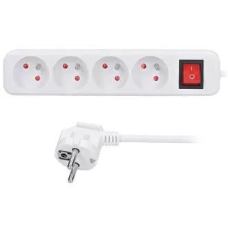 Solight Verlängerungskabel, 4 Steckdosen, weiß, Schalter, 2m Solight Verlängerungskabel, 4 Steckdosen, weiß, Schalter, 2m