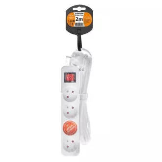 Solight Verlängerungskabel, 4 Steckdosen, weiß, Schalter, 2m Solight Verlängerungskabel, 4 Steckdosen, weiß, Schalter, 2m