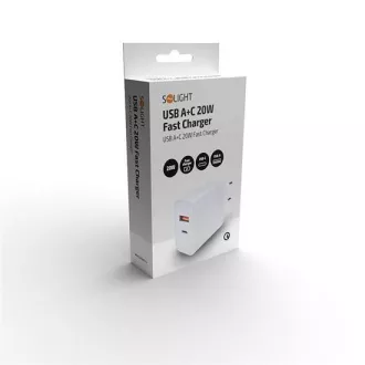 Solight USB A C 20W Schnellladegerät Universalnetzteil Solight USB A C 20W Schnellladegerät Universalnetzteil